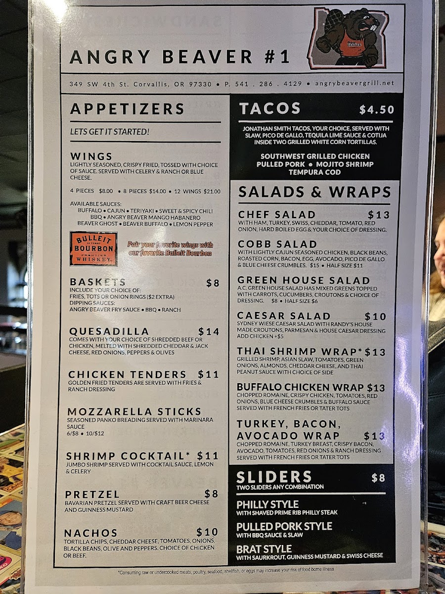 Menu The Angry Beaver Bar & Grill-1