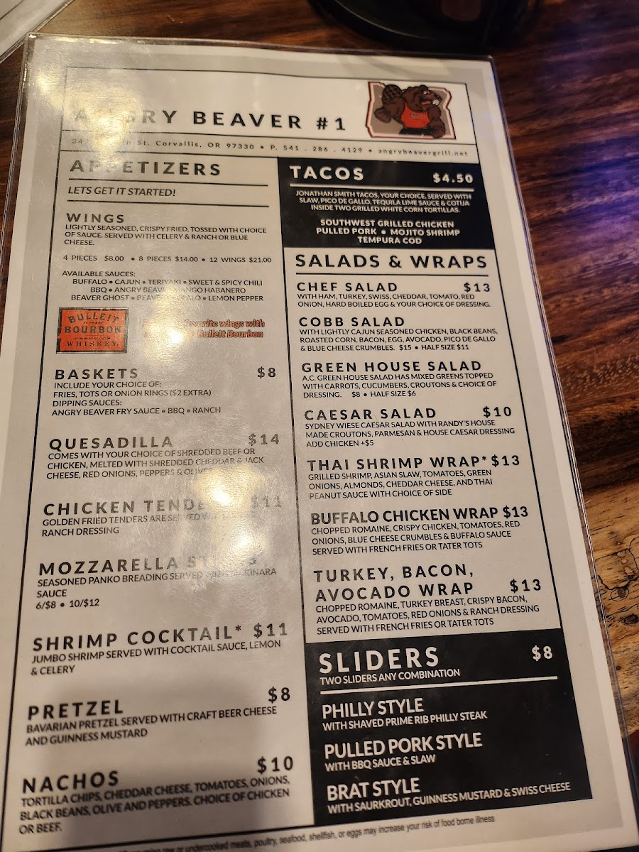 Menu The Angry Beaver Bar & Grill-5