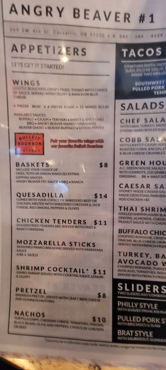Menu The Angry Beaver Bar & Grill-8